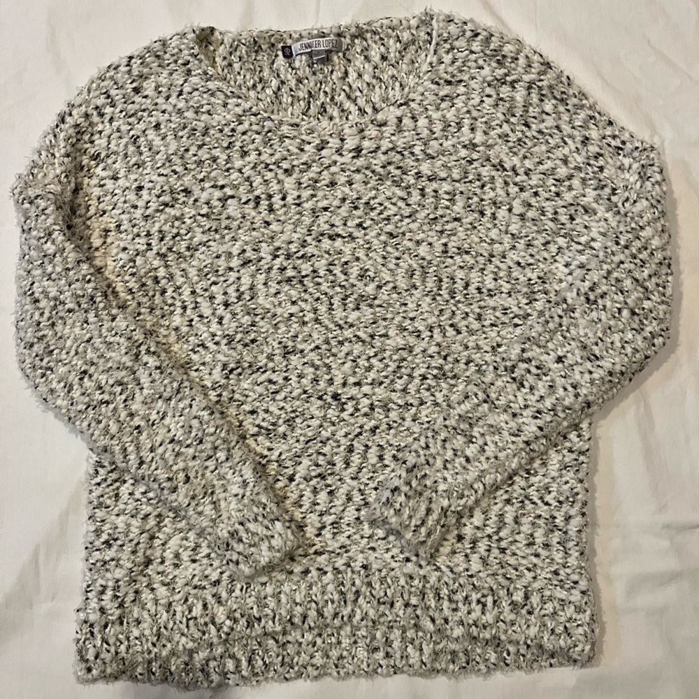 Jennifer Lopez Gold Black Speckles Oversized Small Sweater